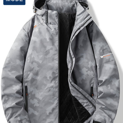 Men's Grey Camo Jacket | Windproof, Waterproof, Fleece Lining