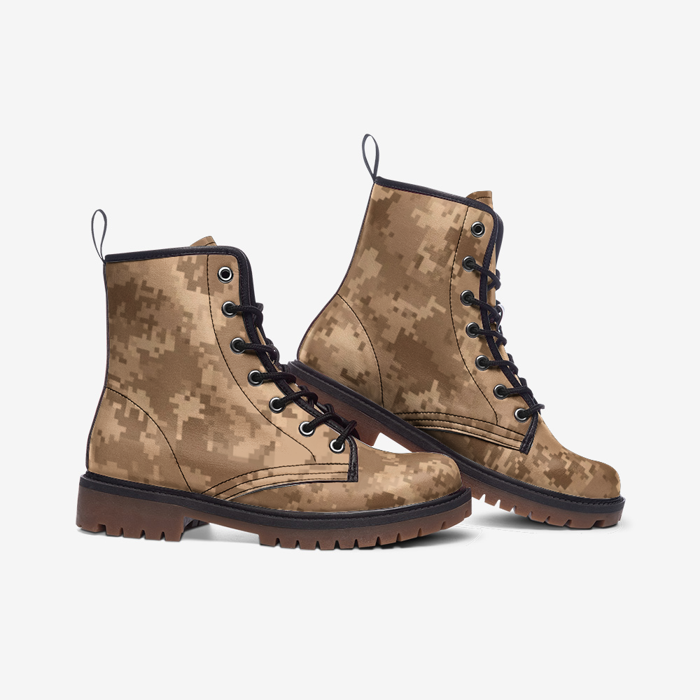 Brown Camo Boots | Pixel Camouflage | Lightweight Leather