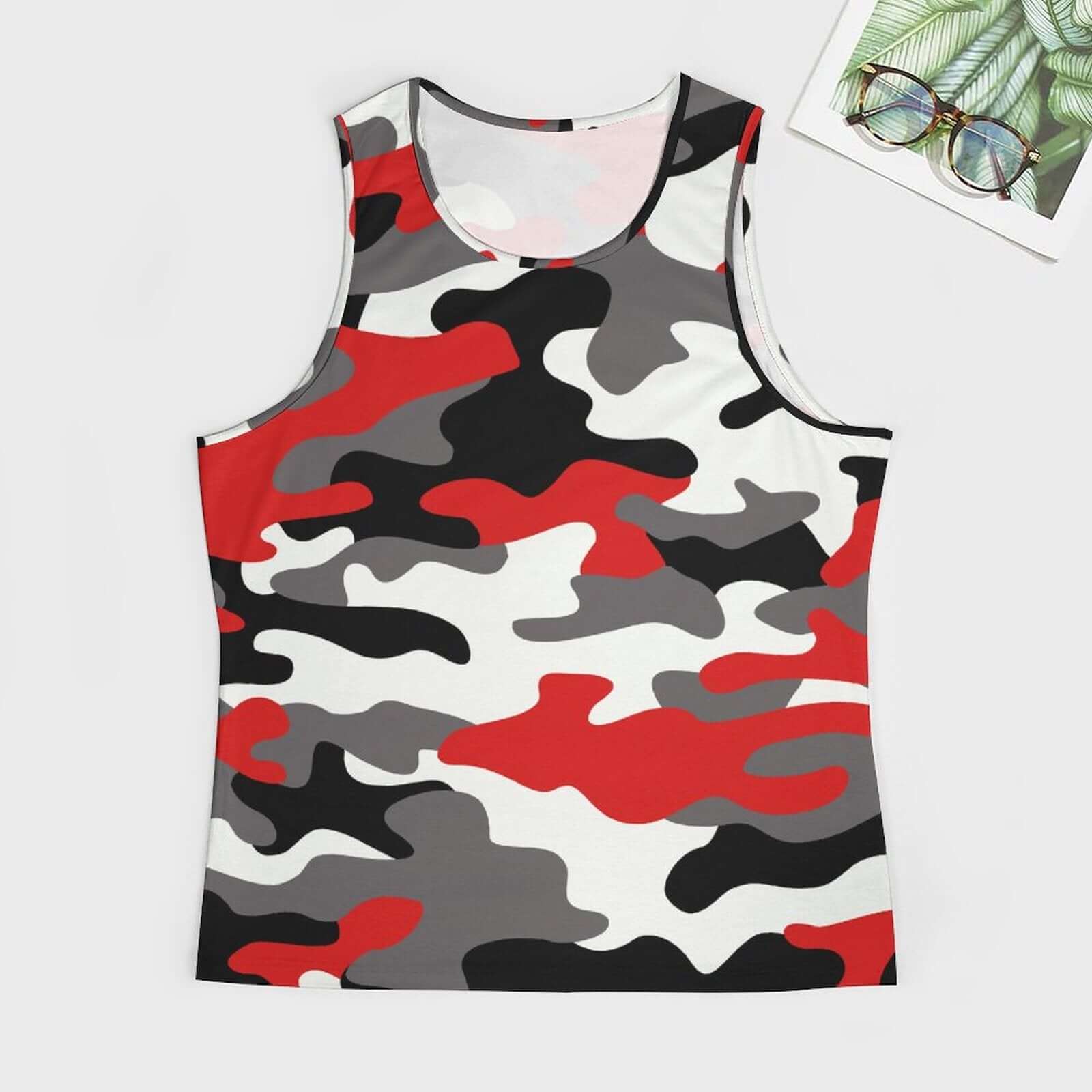 Camo Tank Top | Red, Black & White Camouflage