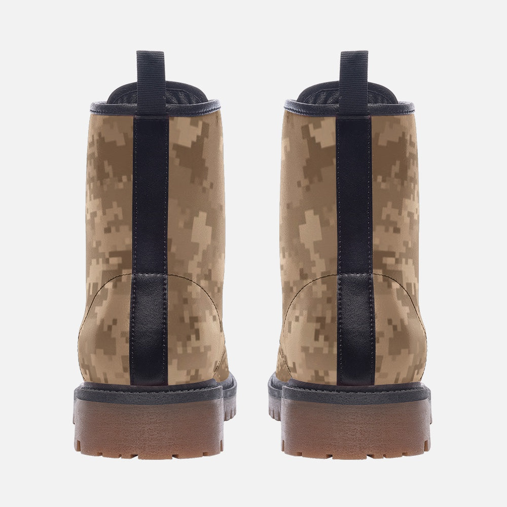 Brown Camo Boots | Pixel Camouflage | Lightweight Leather