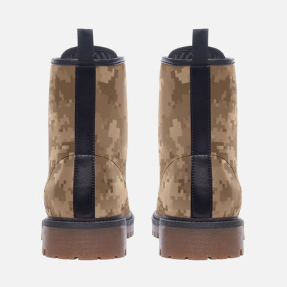 Brown Camo Boots | Pixel Camouflage | Lightweight Leather