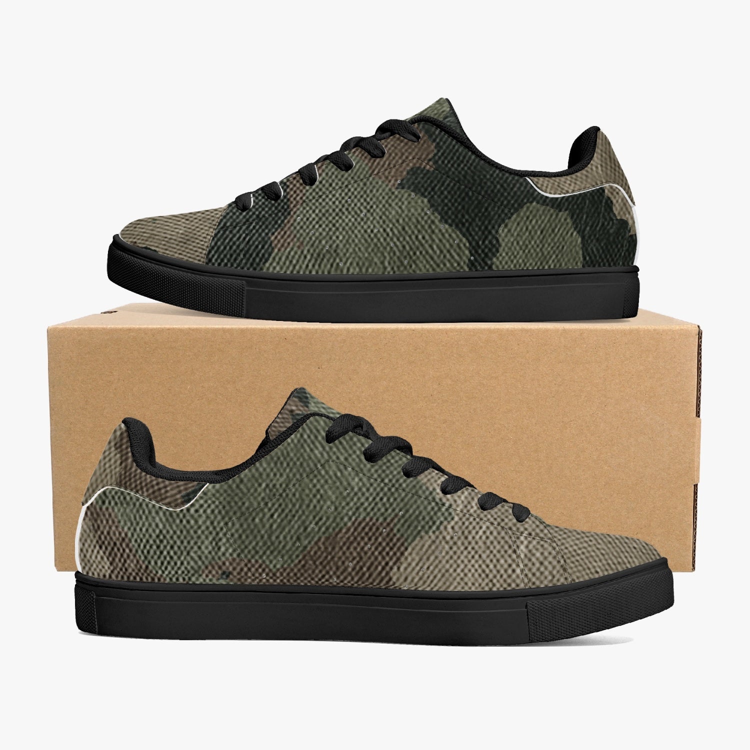 Camo Sneakers | Classic Low-Top Leather | Dirty Brown