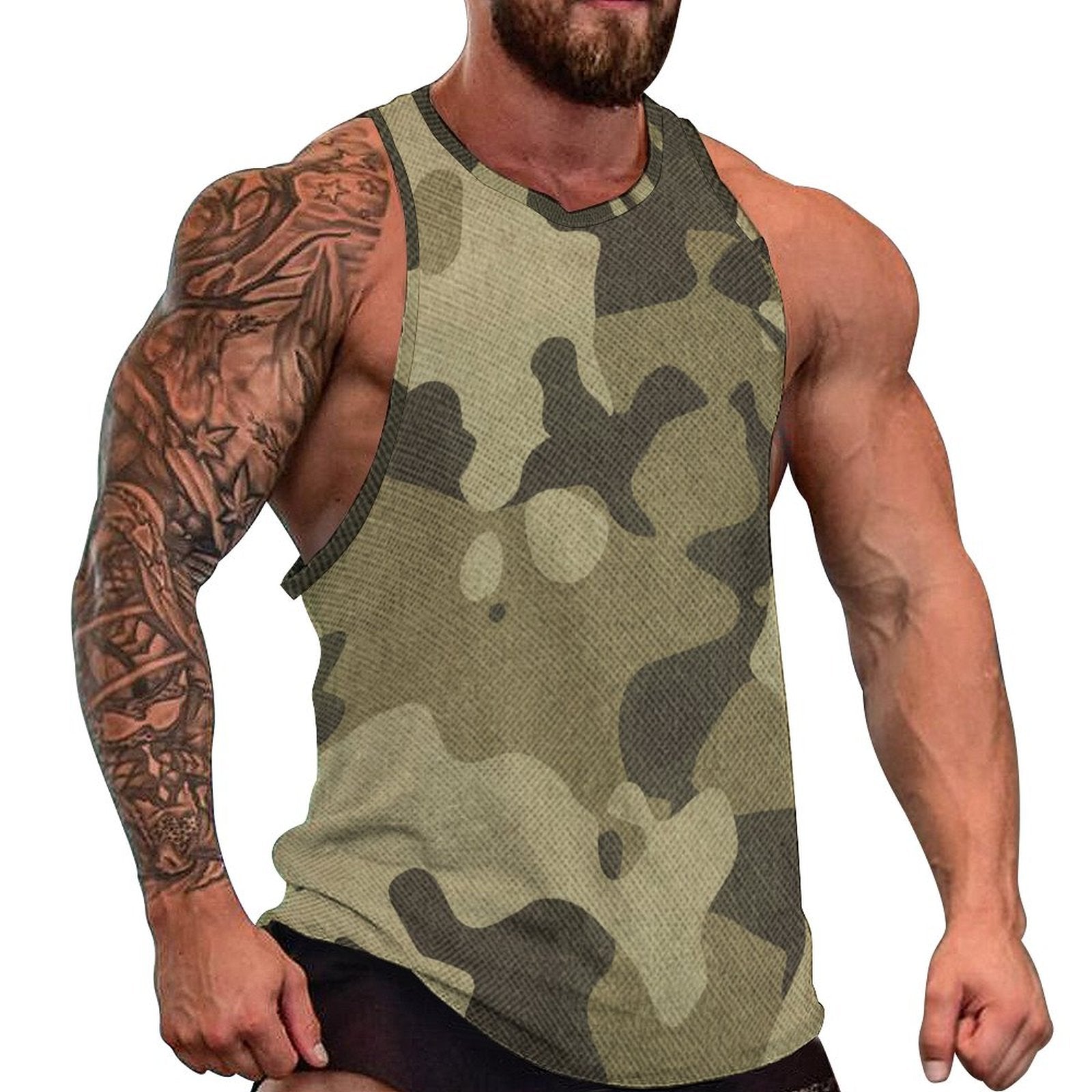 Camo Tank Top | Green Fabric Camouflage