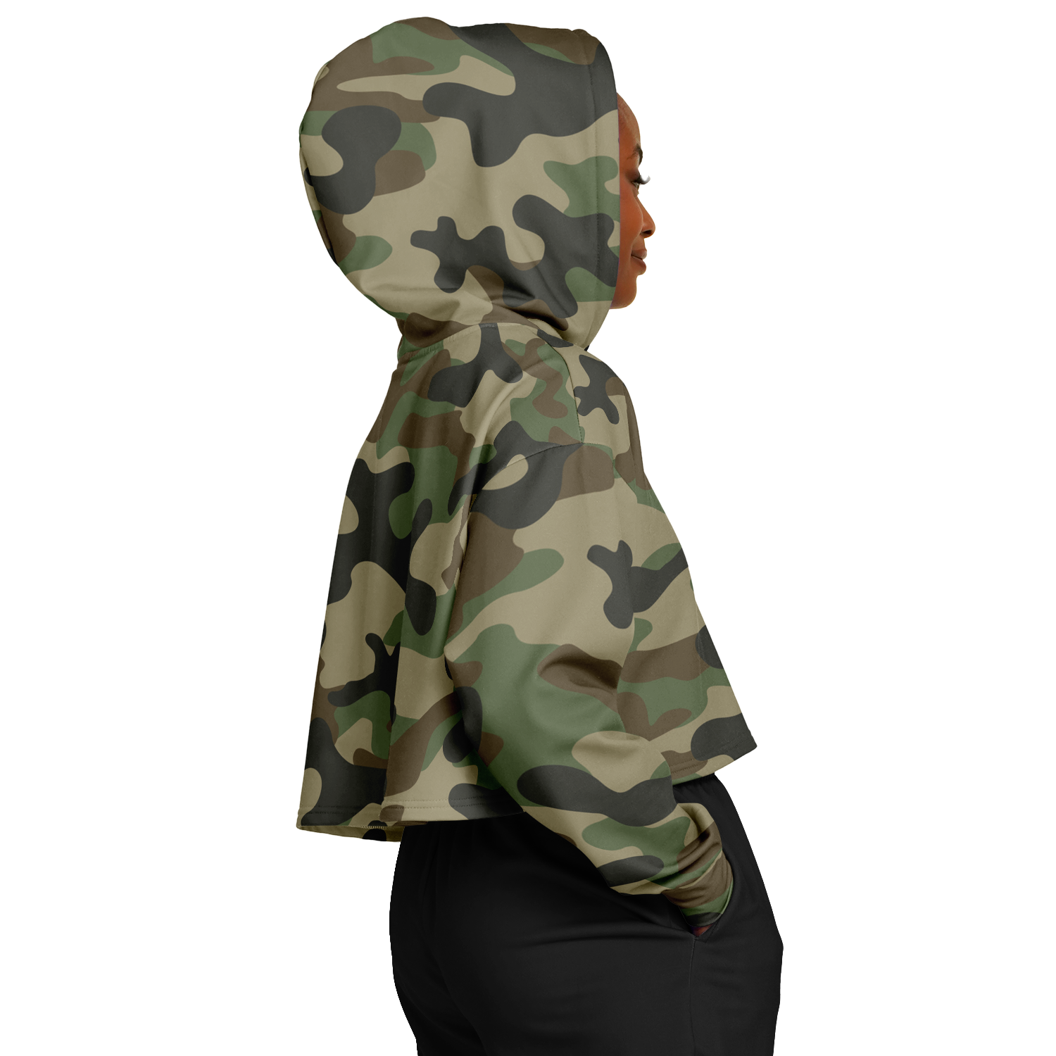 Cropped Hoodie For Women | Classic Green Camo