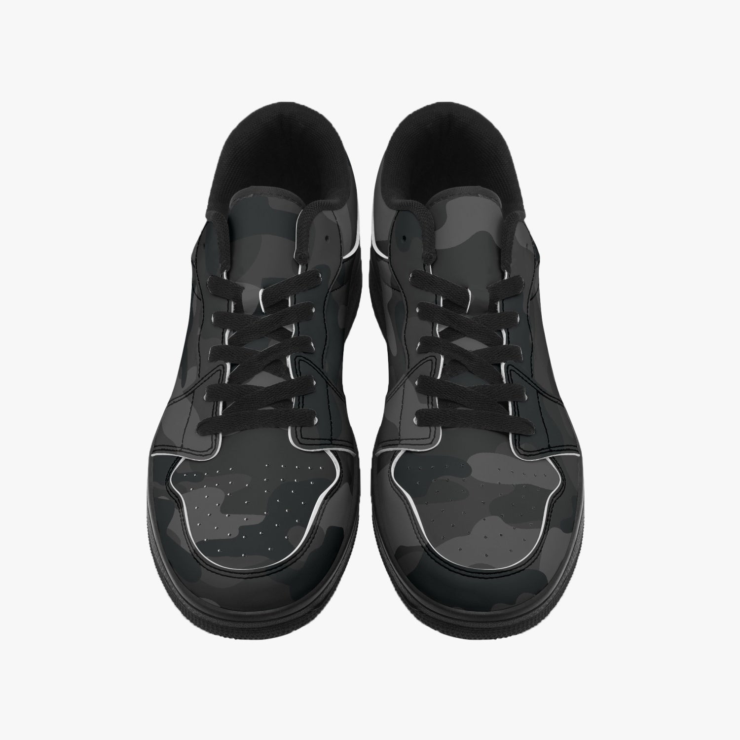 Camo Sneakers | Black Low-Top Leather Camouflage Shoes