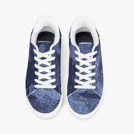 Camo Sneakers | Classic Low-Top Leather | Denim Blue