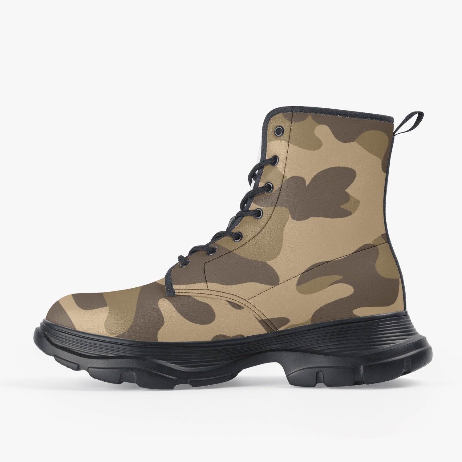 Chunky Boots | Leather in Khaki Camouflage