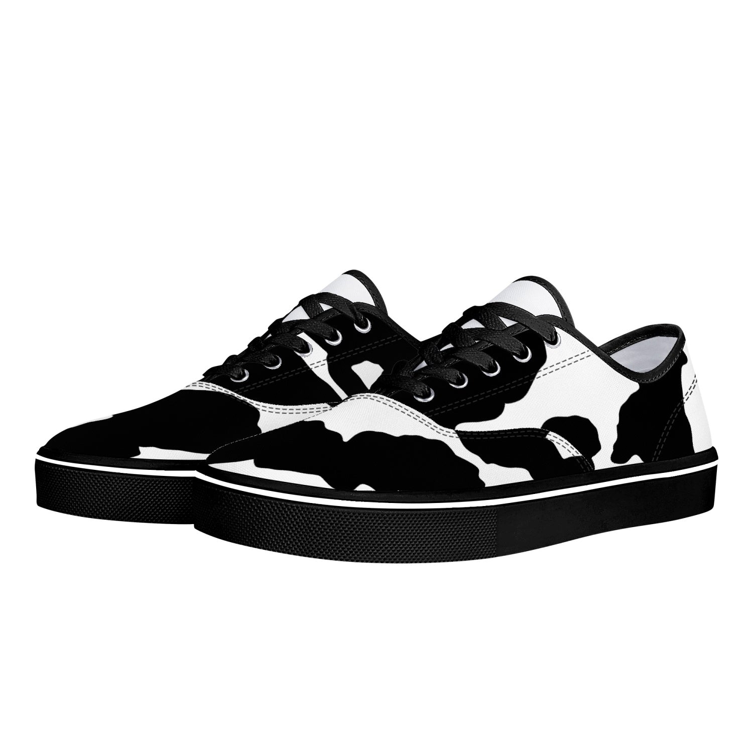 Camo Skate Shoes | Black & White Cow Print