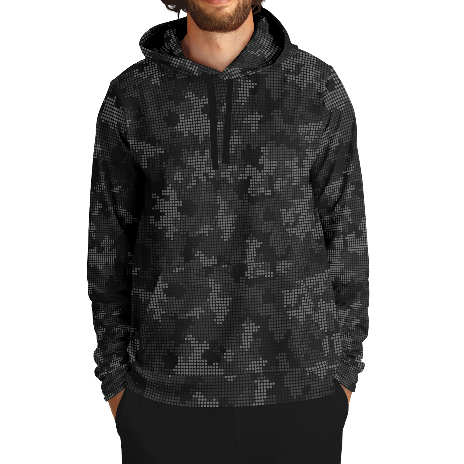 Black Camo Hoodie | Stylish Pixel Camouflage