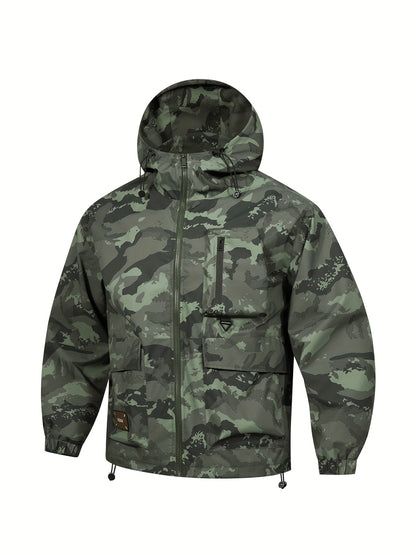 Men's Camouflage Hooded Zip Jacket: Multi-pocket, Loose Fit