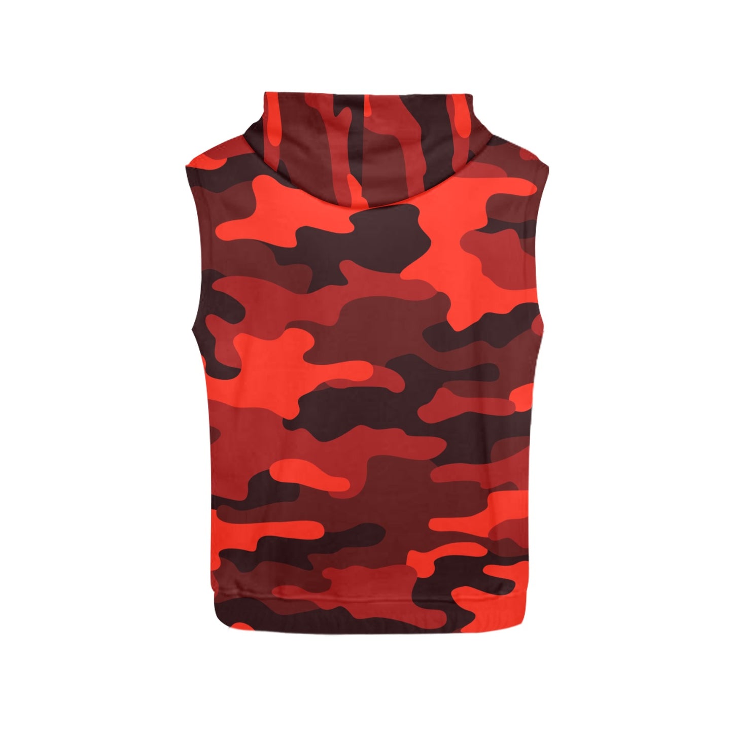 Sleeveless Camo Hoodie For Women | Scarlet Red and Black