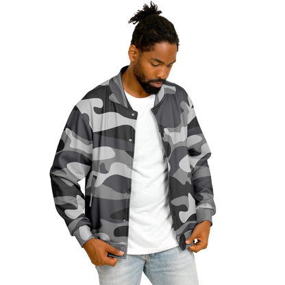 Shade Of Grey Baseball Jacket | Camouflage Print