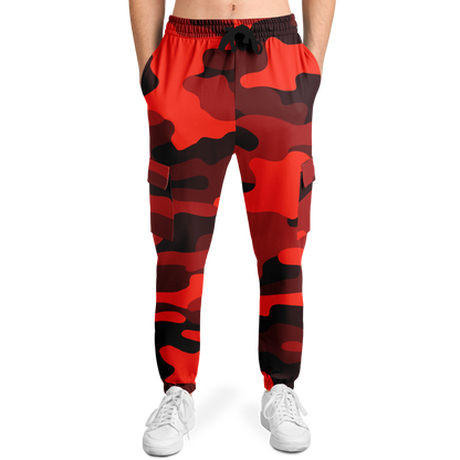 Camo Cargo Pants | Unisex | Scarlet Red & Black