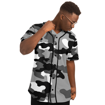 Camo Baseball Jersey | Black, White & Gray Camouflage