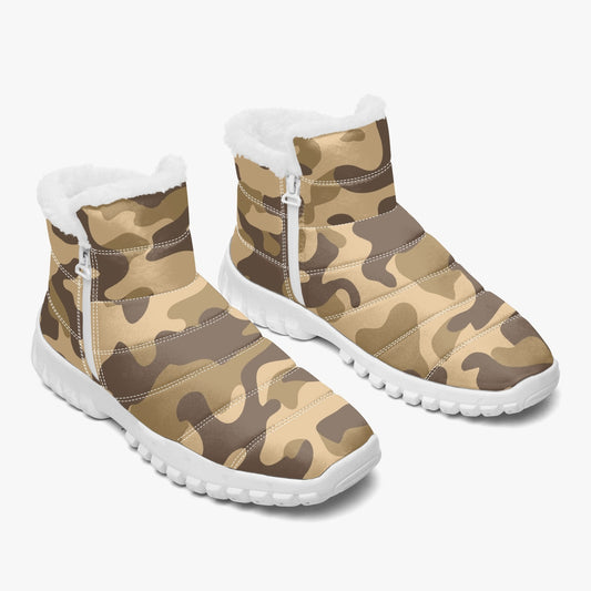 Camo Boots | Cotton-pad Fur Zipper Up | Khaki