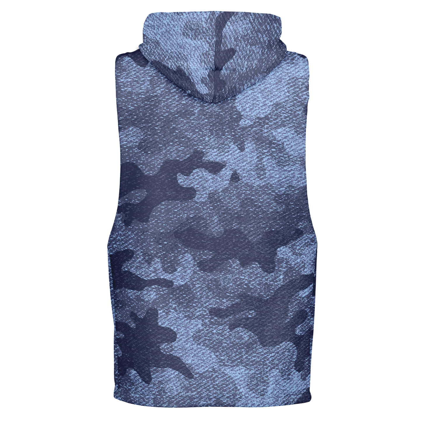 Sleeveless Hoodie | Blue Denim Camouflage