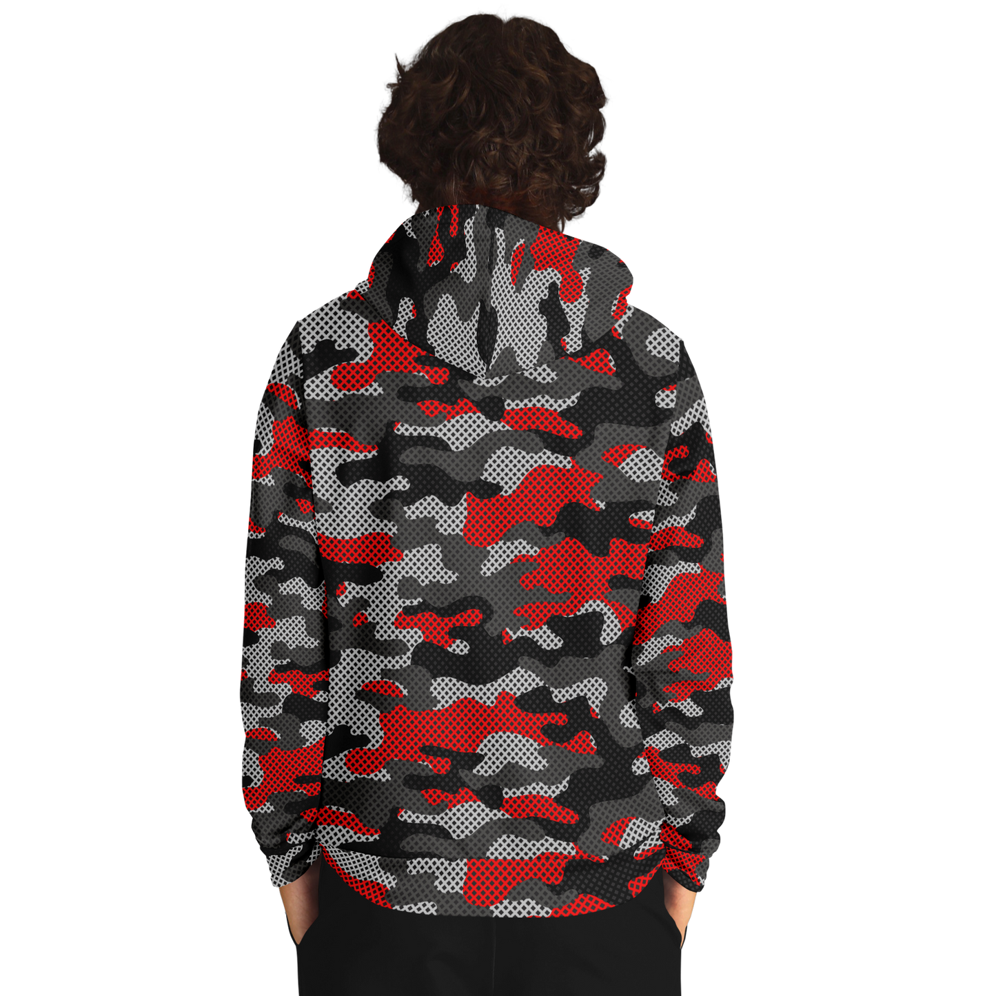 Red Camo Hoodie | Black and Gray Pixel Camouflage