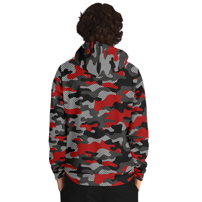 Red Camo Hoodie | Black and Gray Pixel Camouflage