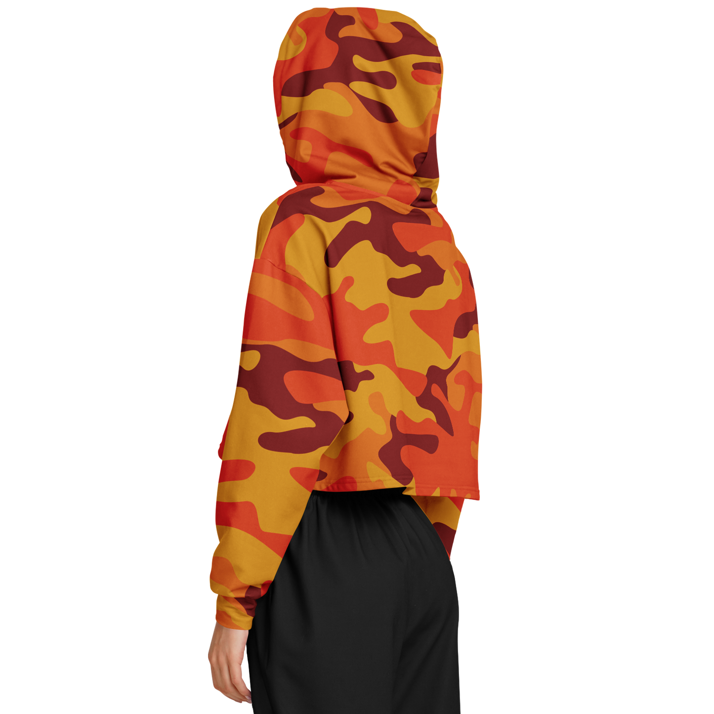 Cropped Hoodie For Women | Orange & Red Camo