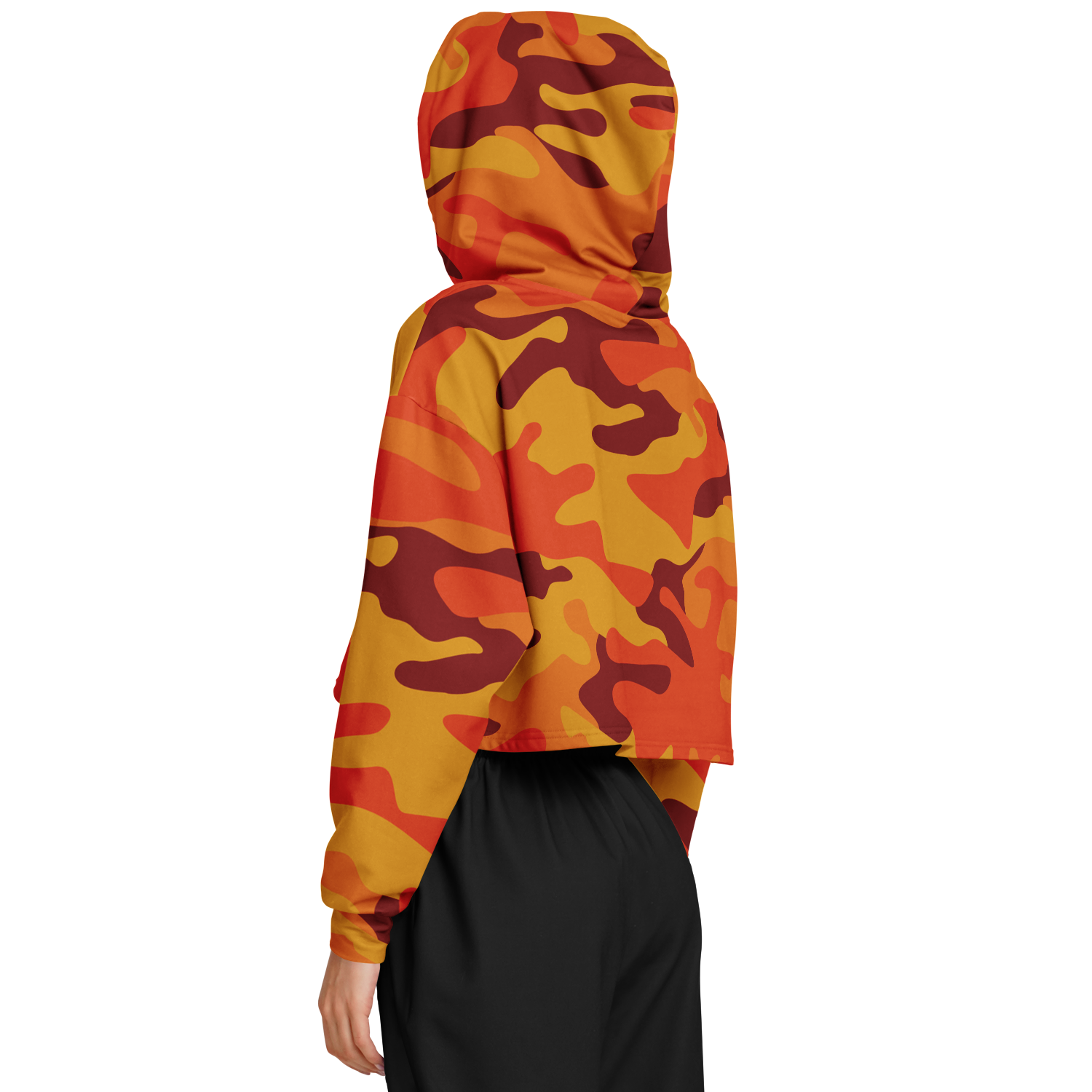 Cropped Hoodie For Women | Orange & Red Camo