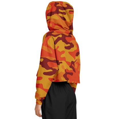 Cropped Hoodie For Women | Orange & Red Camo