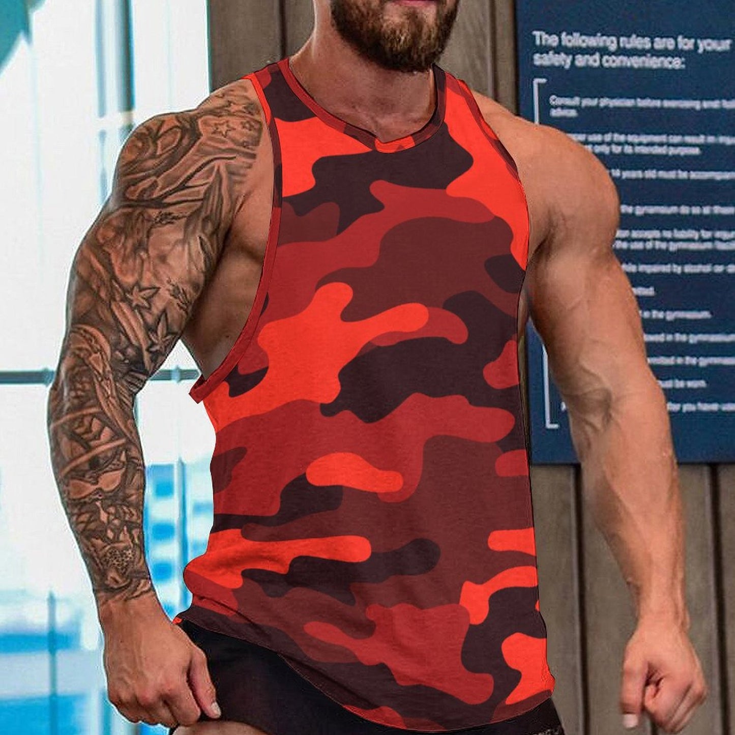 Camo Tank Top | Scarlet Red & Black Camouflage