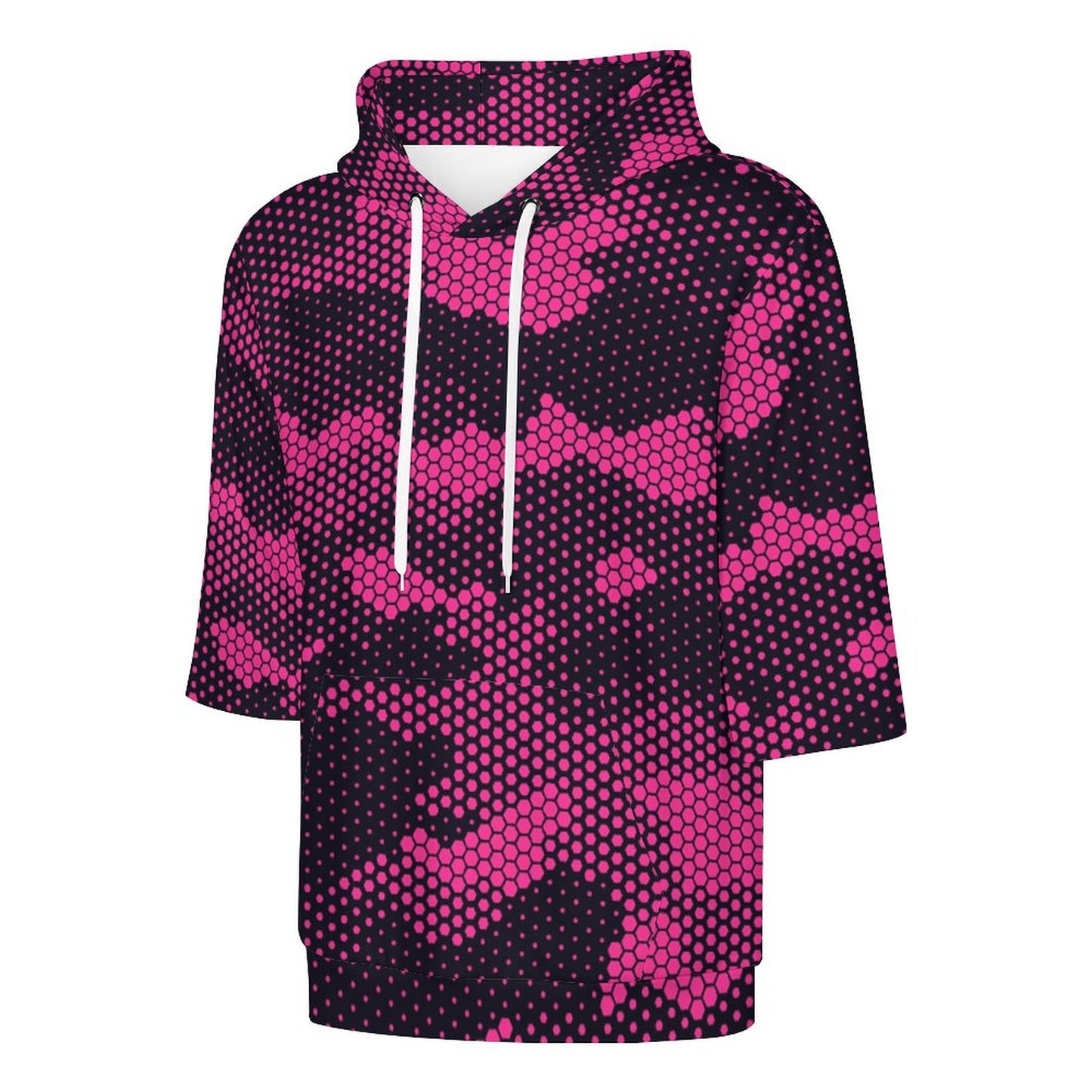 Short Sleeve Hoodie | Pink Digital Camouflage