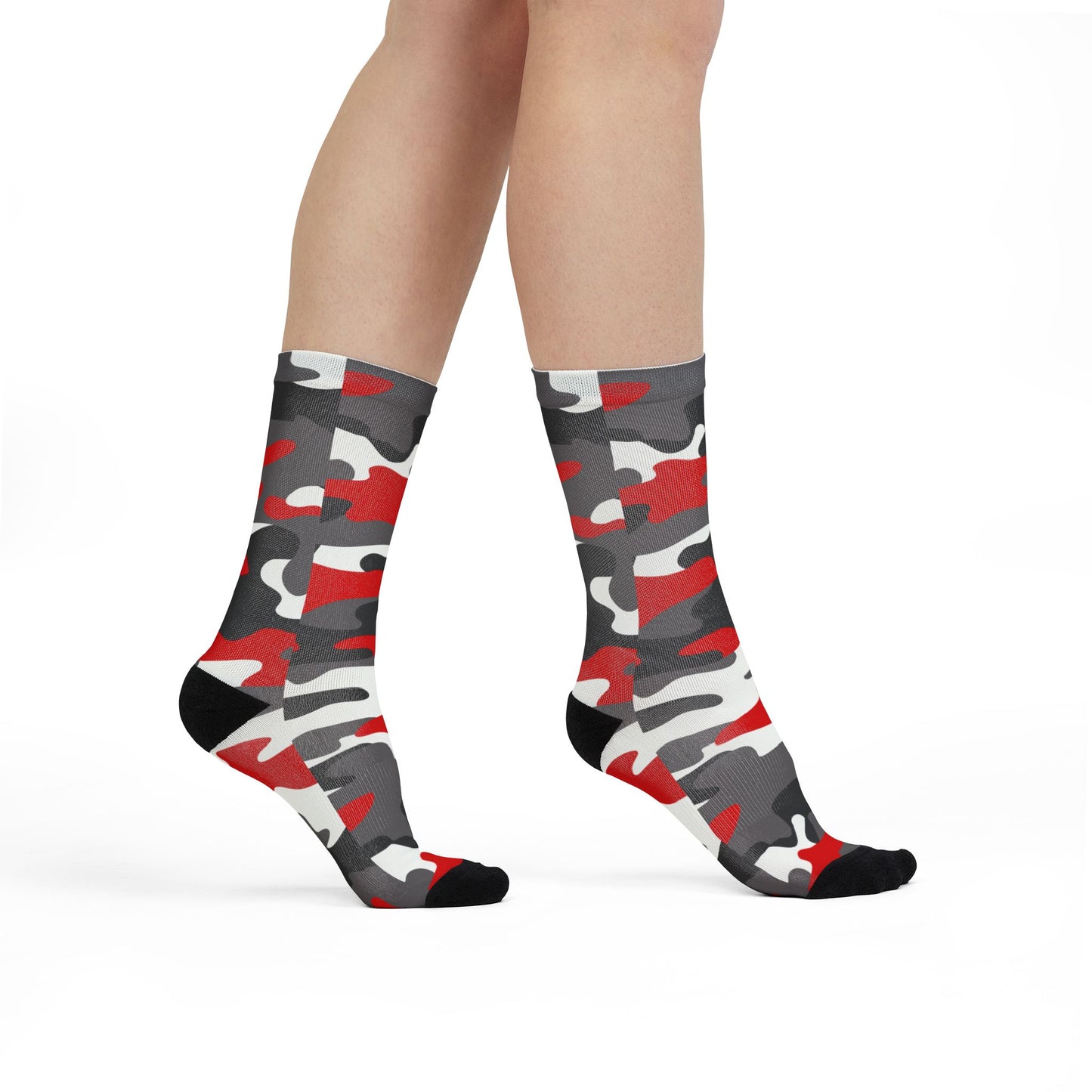 Camo Socks | Red, Black, and White | Sublimation Crew