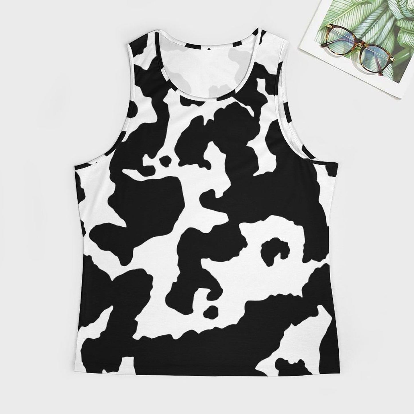 Camo Tank Top | Black & White Cow Camouflage