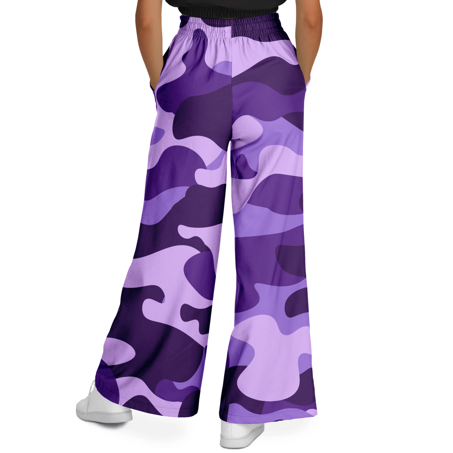 Camo Wide Leg Pants | Purple, Blue & Mauve Camouflage