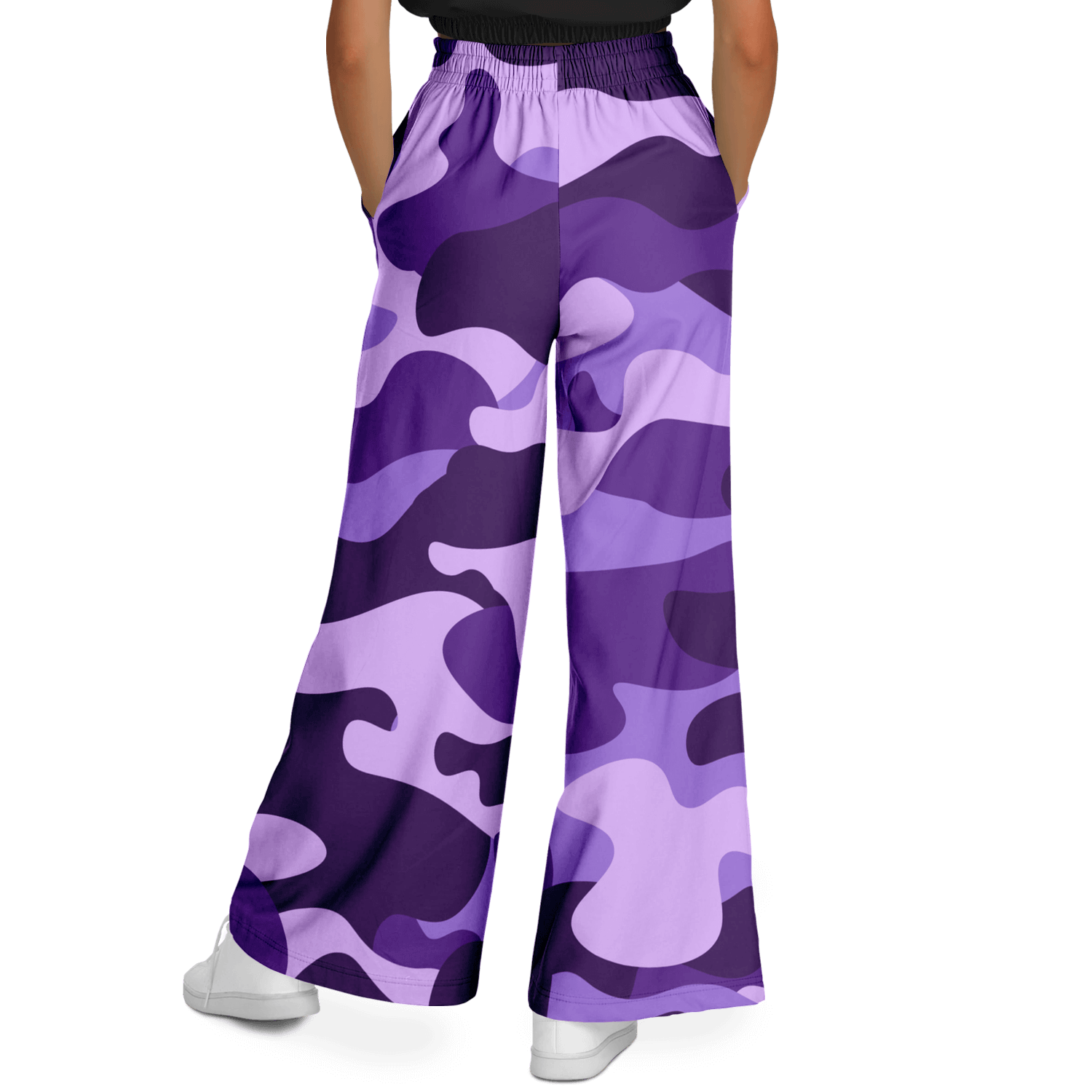 Camo Wide Leg Pants | Purple, Blue & Mauve Camouflage