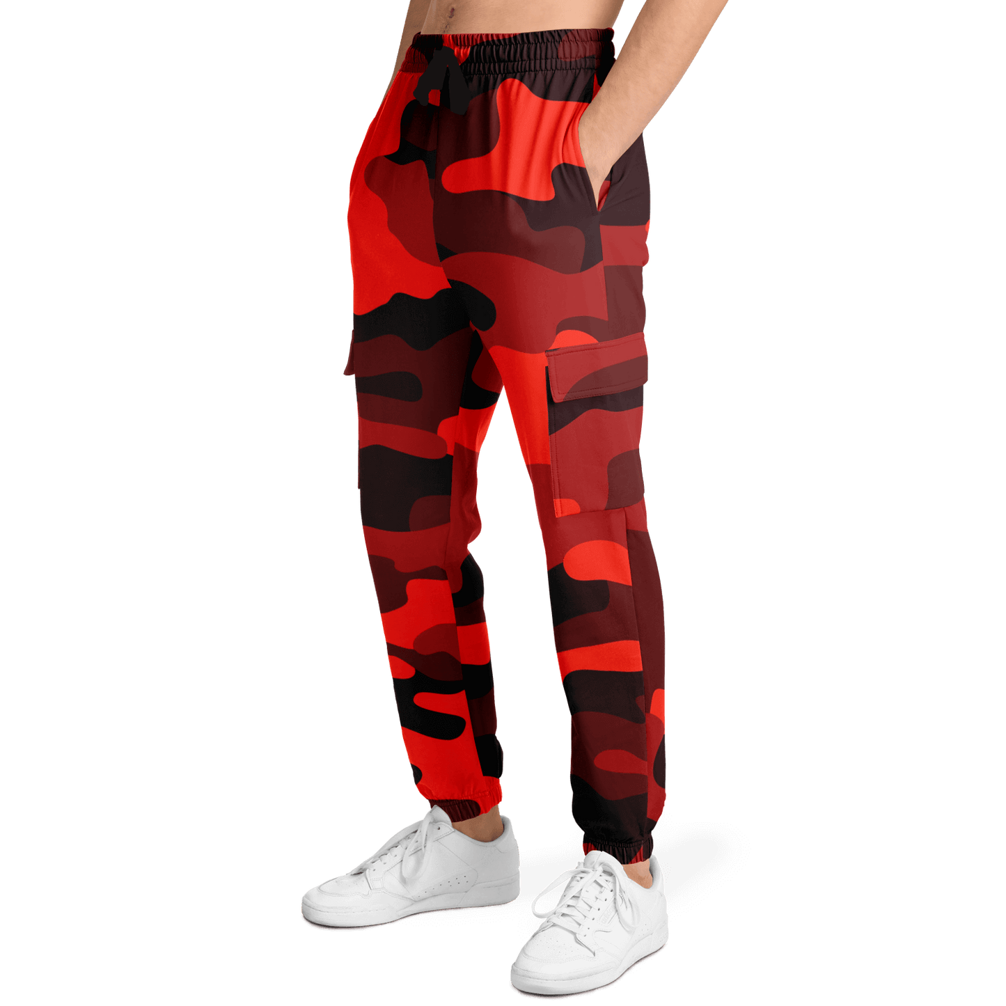 Camo Cargo Pants | Unisex | Scarlet Red & Black