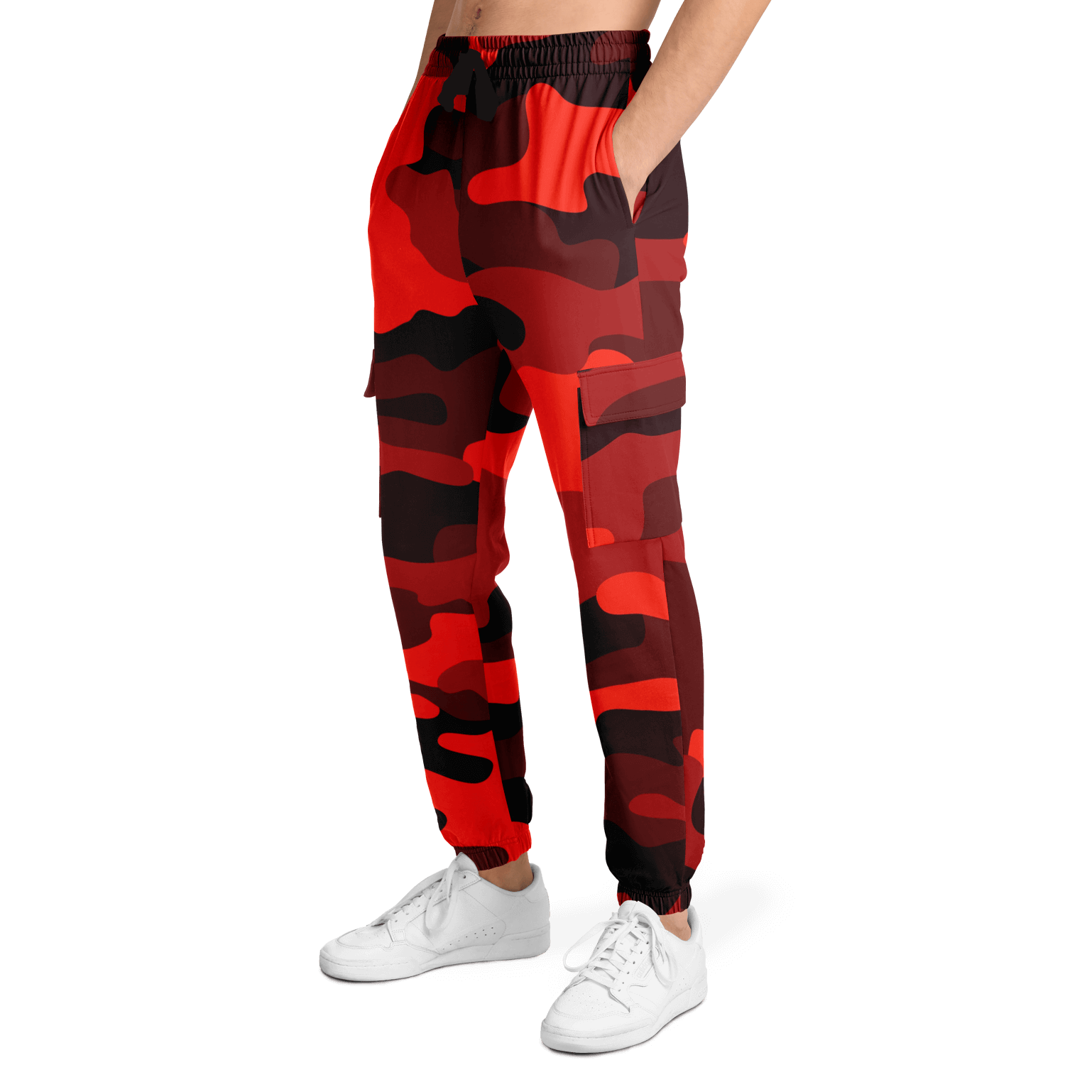 Camo Cargo Pants | Unisex | Scarlet Red & Black