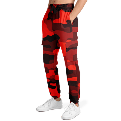 Camo Cargo Pants | Unisex | Scarlet Red & Black