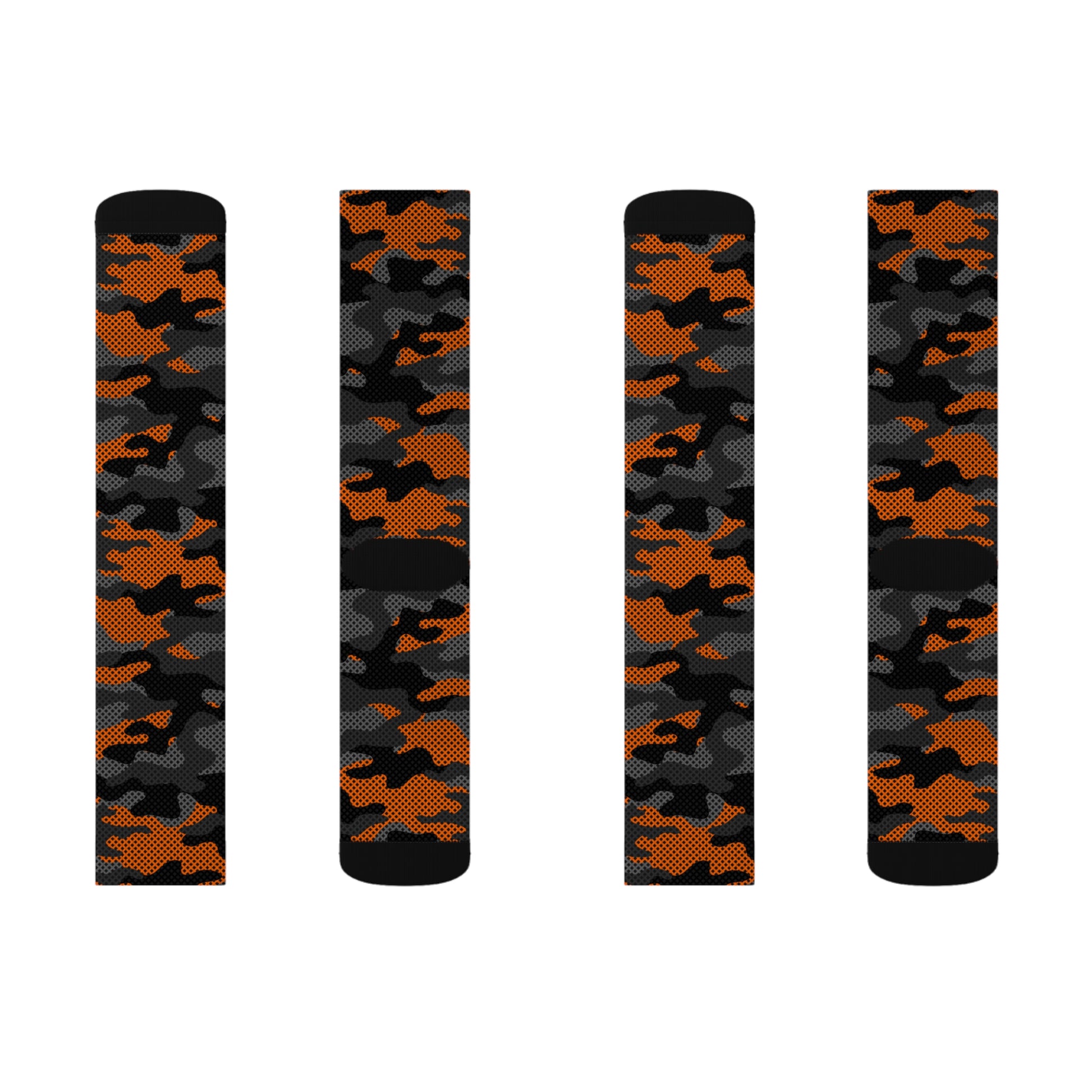 Camo Socks | Black & Orange Pixel Camouflage