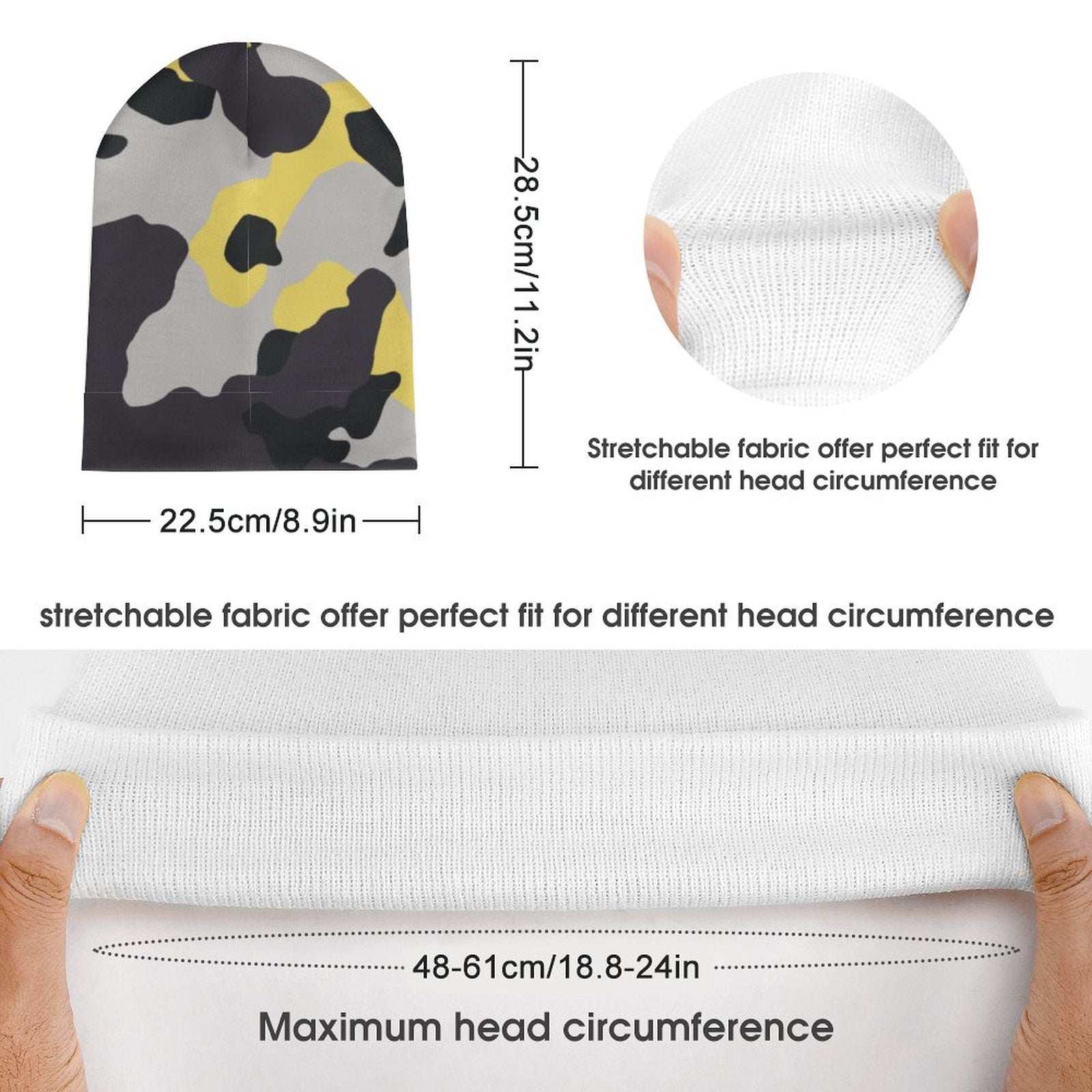 Camo Beanie | Yellow, Black & Silver Camouflage