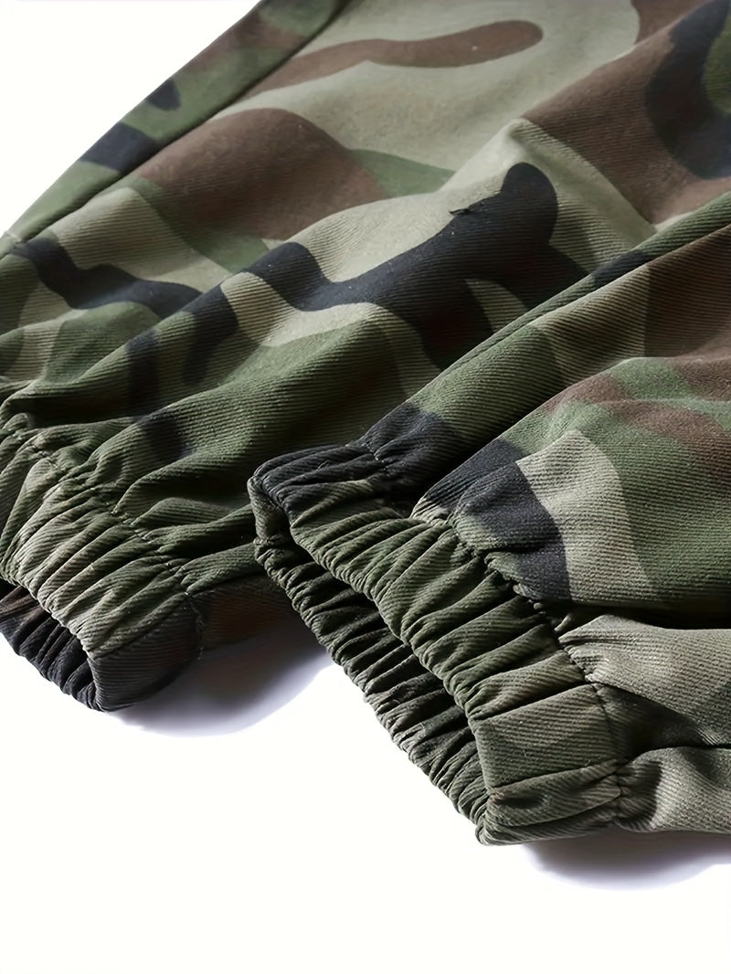 Cropped Camo Cargo Pants For Men