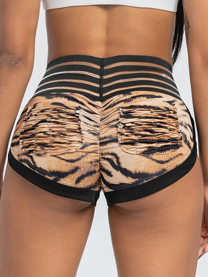 Camo Lace Stripes Sports Shorts: Butt Lifting, Yoga Shorts with Pocket