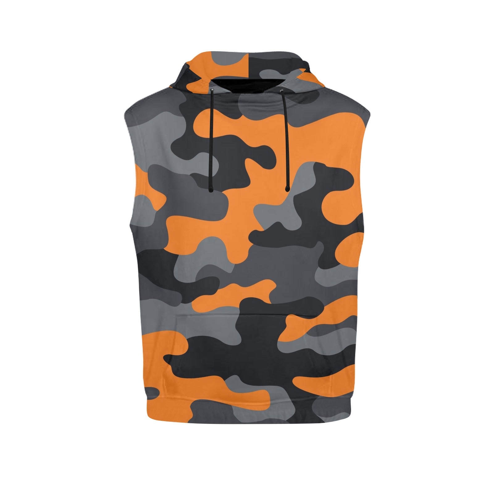 Sleeveless Camo Hoodie For Women | Orange, Black, and Gray