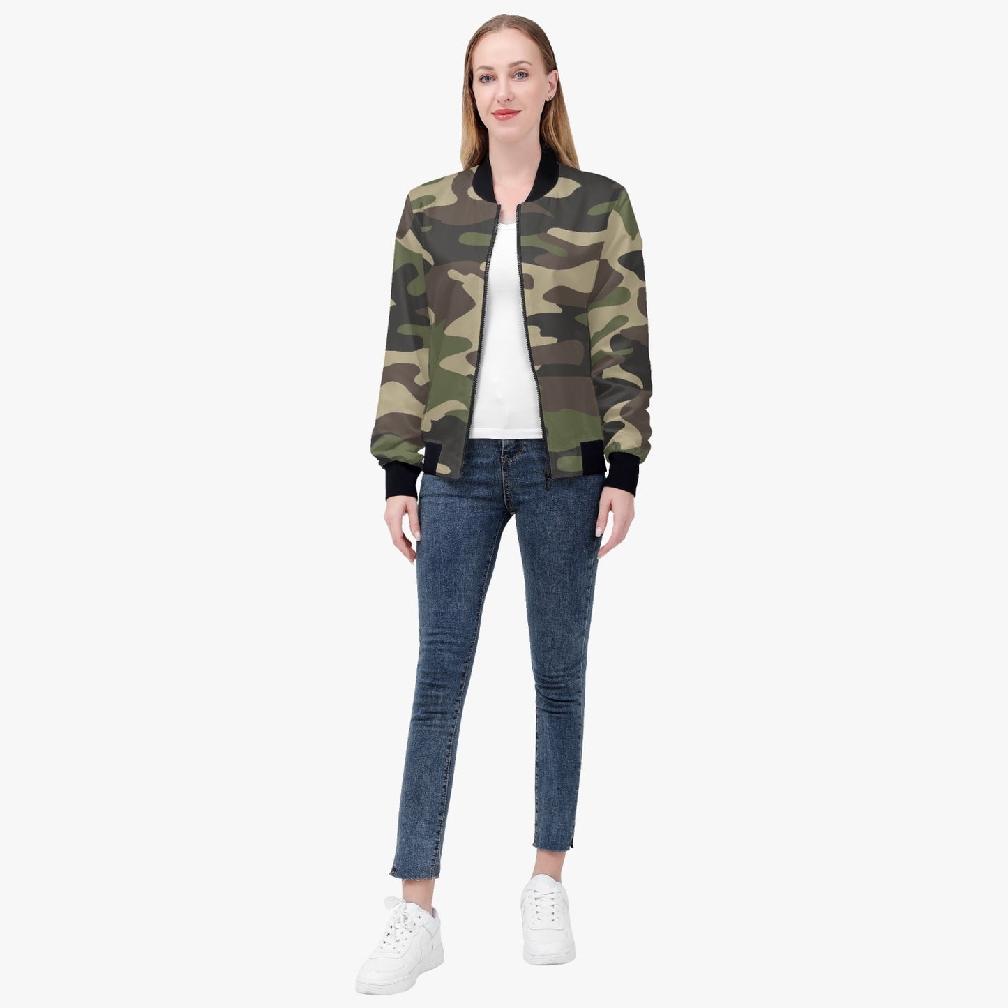 Women's Camo Bomber Jacket | Classic Green Camouflage