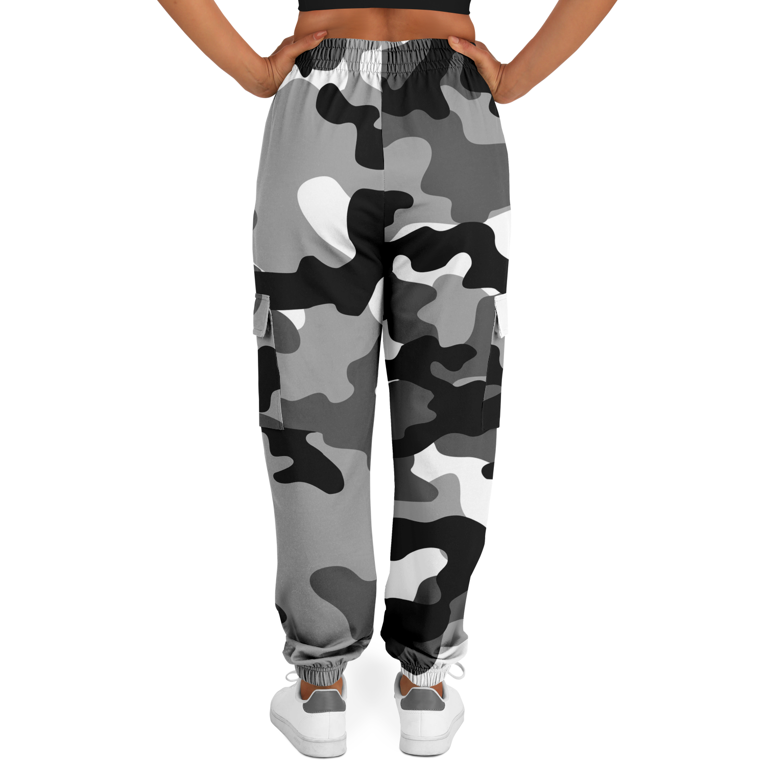 Camo Cargo Pants | Unisex | Black, White & Gray Camouflage