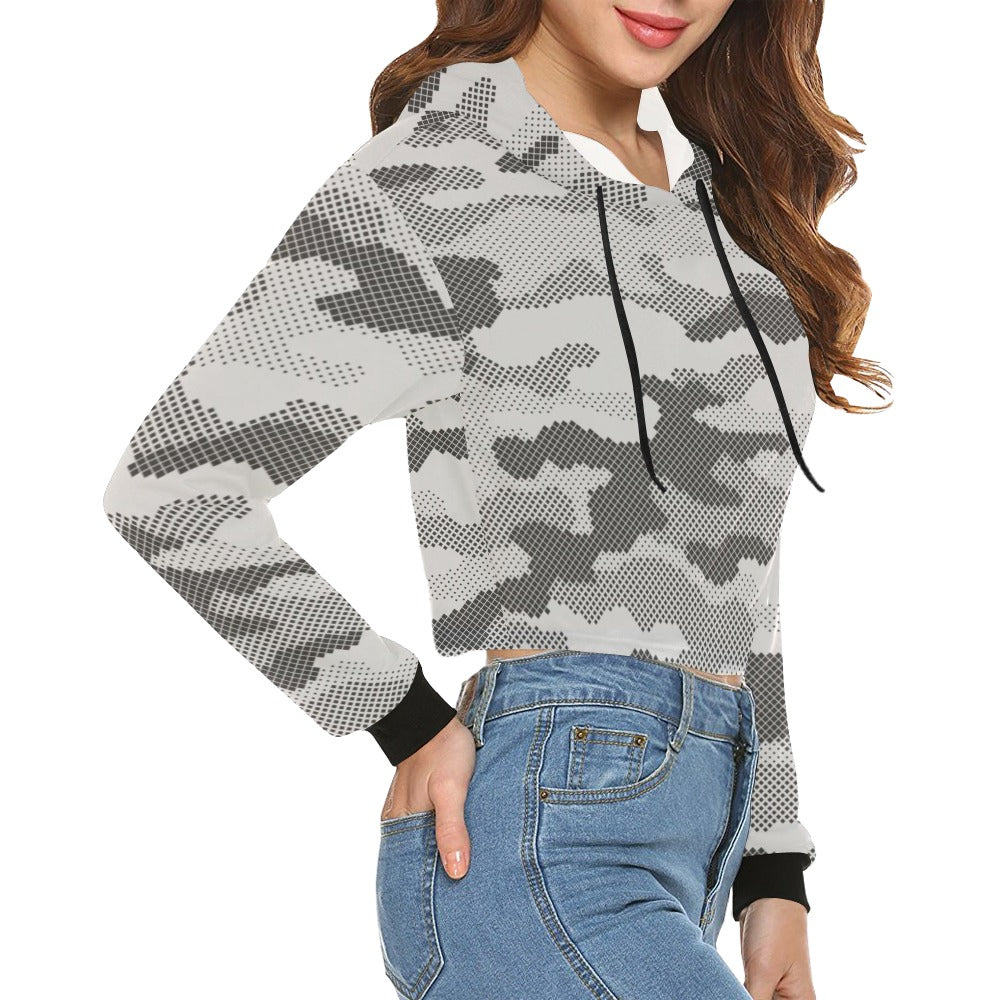 Cropped Camo Hoodie | Tight Fit | Digital Gray Camouflage