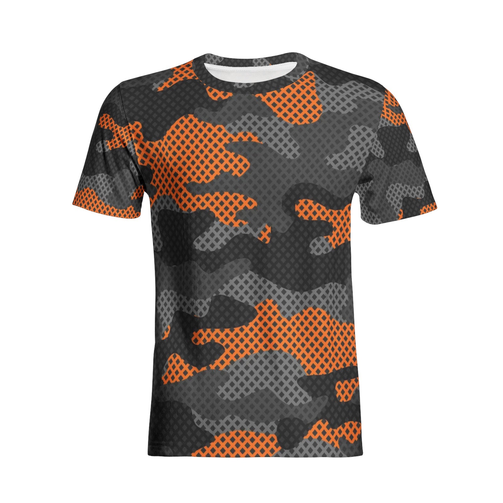 Camo T-shirt | Cotton | Unisex | Orange and Black Pixel