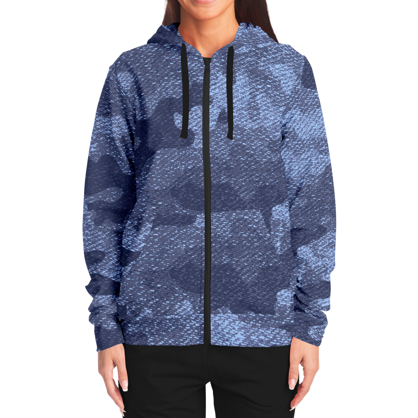 Zip-Up Hoodie | Denim Blue Camouflage