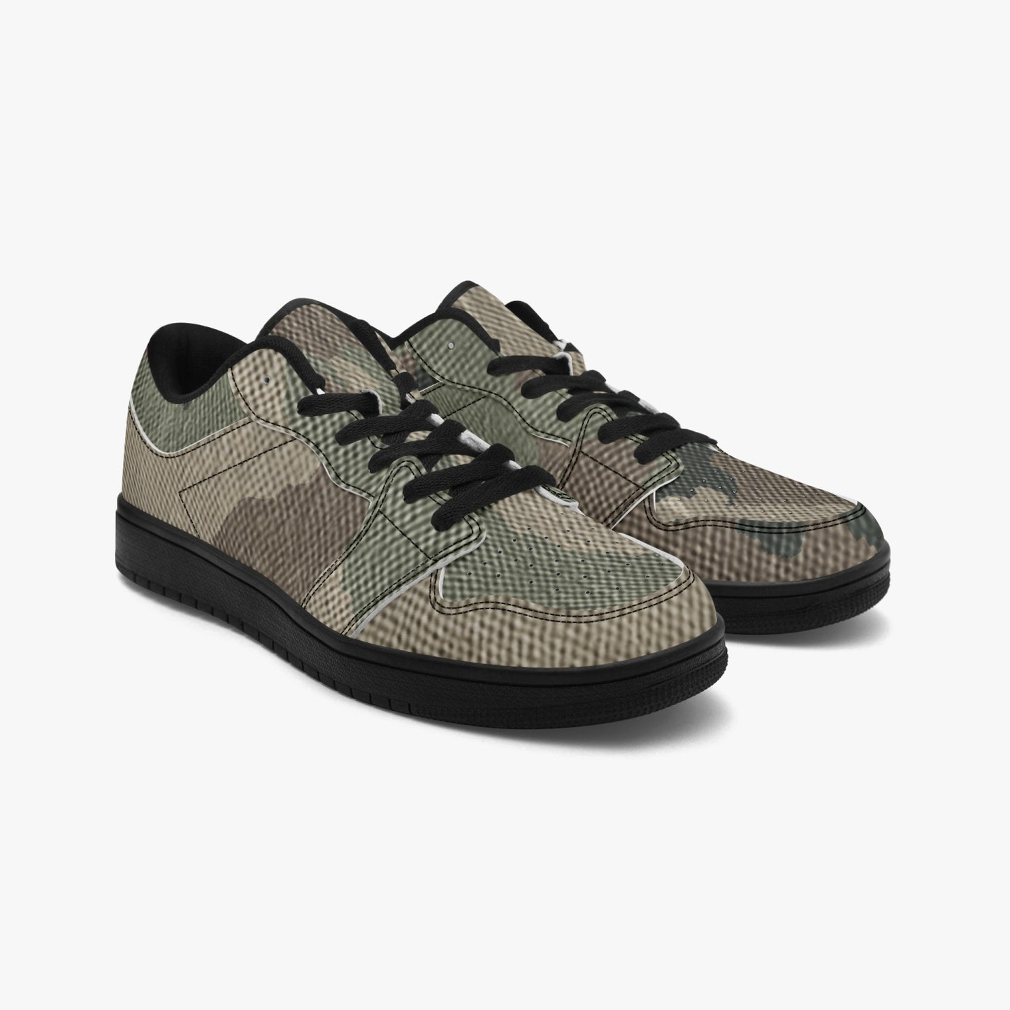 Camo Sneakers | Dirty Brown Low-Top Leather Camouflage Shoes