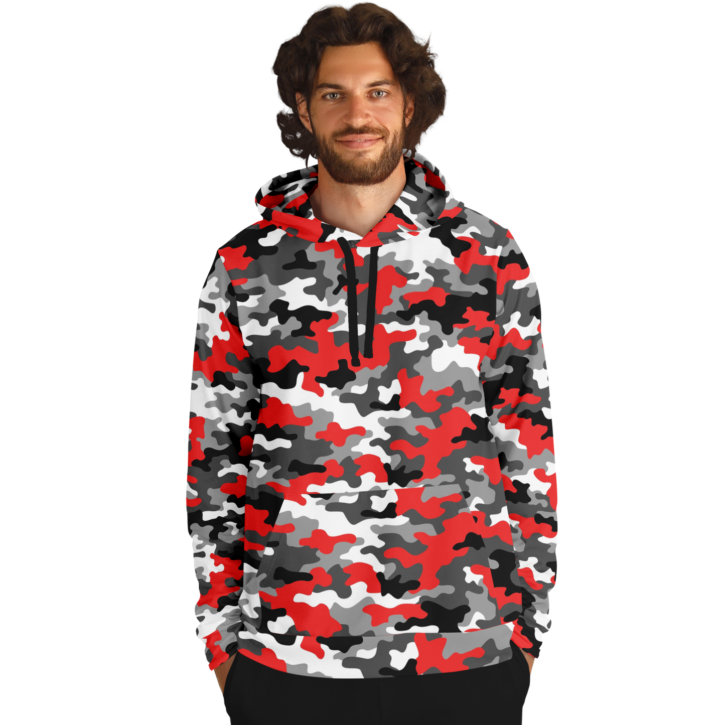 Red Camo Hoodie | Gray, Black, and White Mixed Camouflage