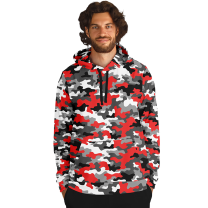 Red Camo Hoodie | Gray, Black, and White Mixed Camouflage