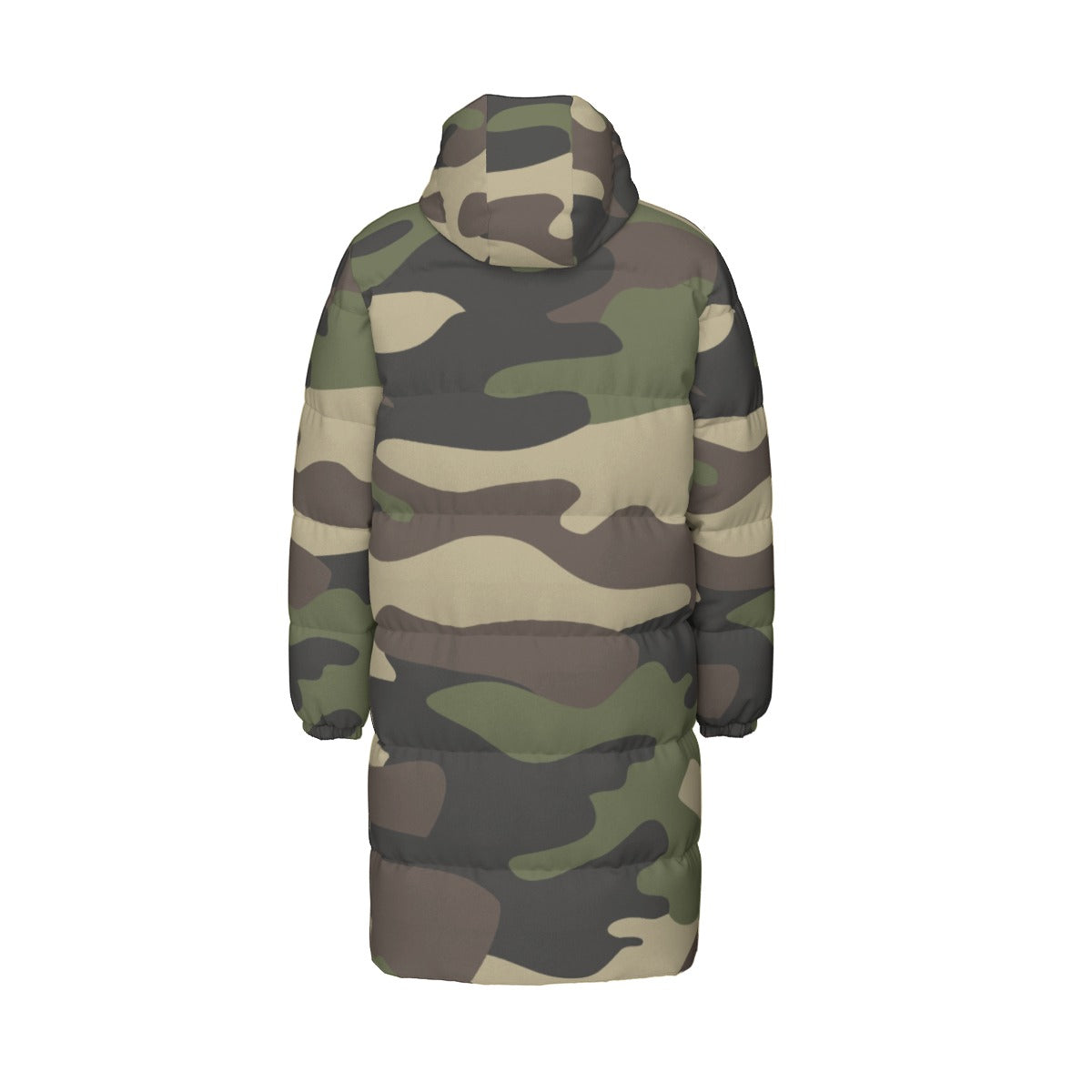 Long Puffer Coat | Unisex | Classic Green Camouflage