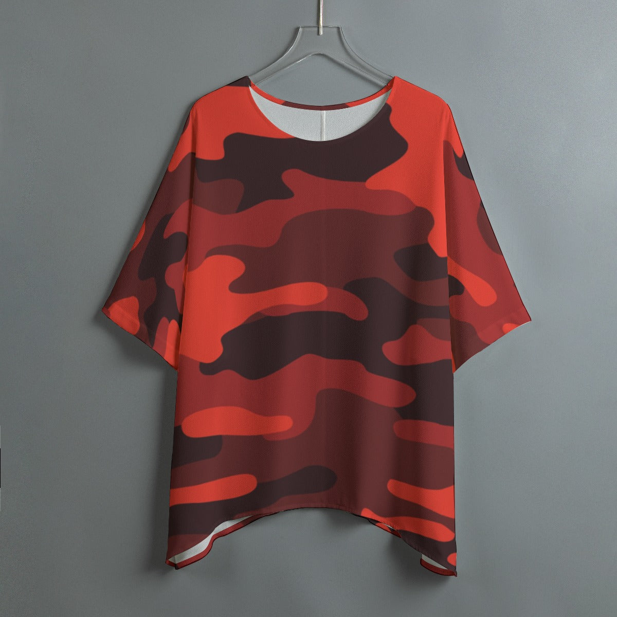 Bat Sleeve Shirt | Scarlet Red Camo Print