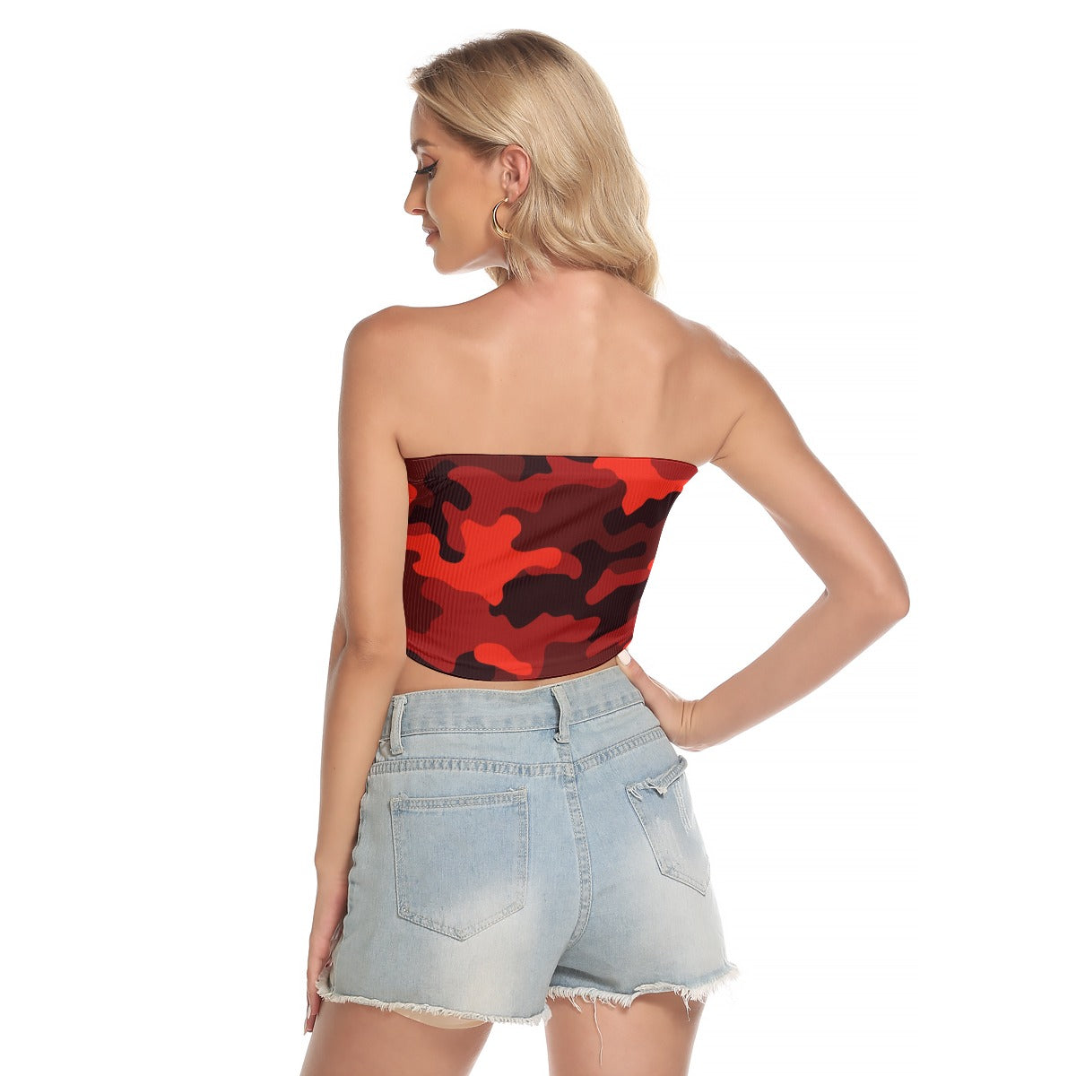 Red Tube Top | Pixel Camo Strapless